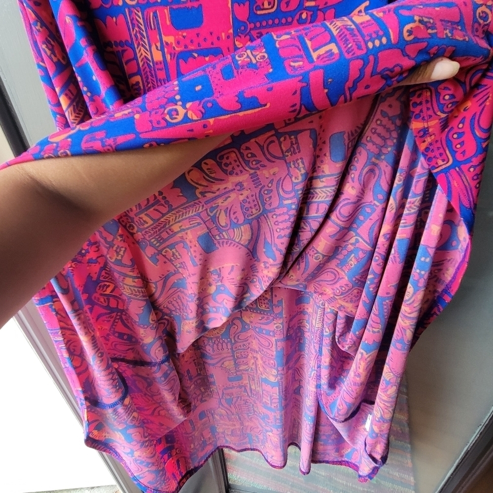 Excellent LulaRoe Maxi Skirt /Strapless Dress Size XS Blue Pink Orange Stretch - Picture 3 of 6